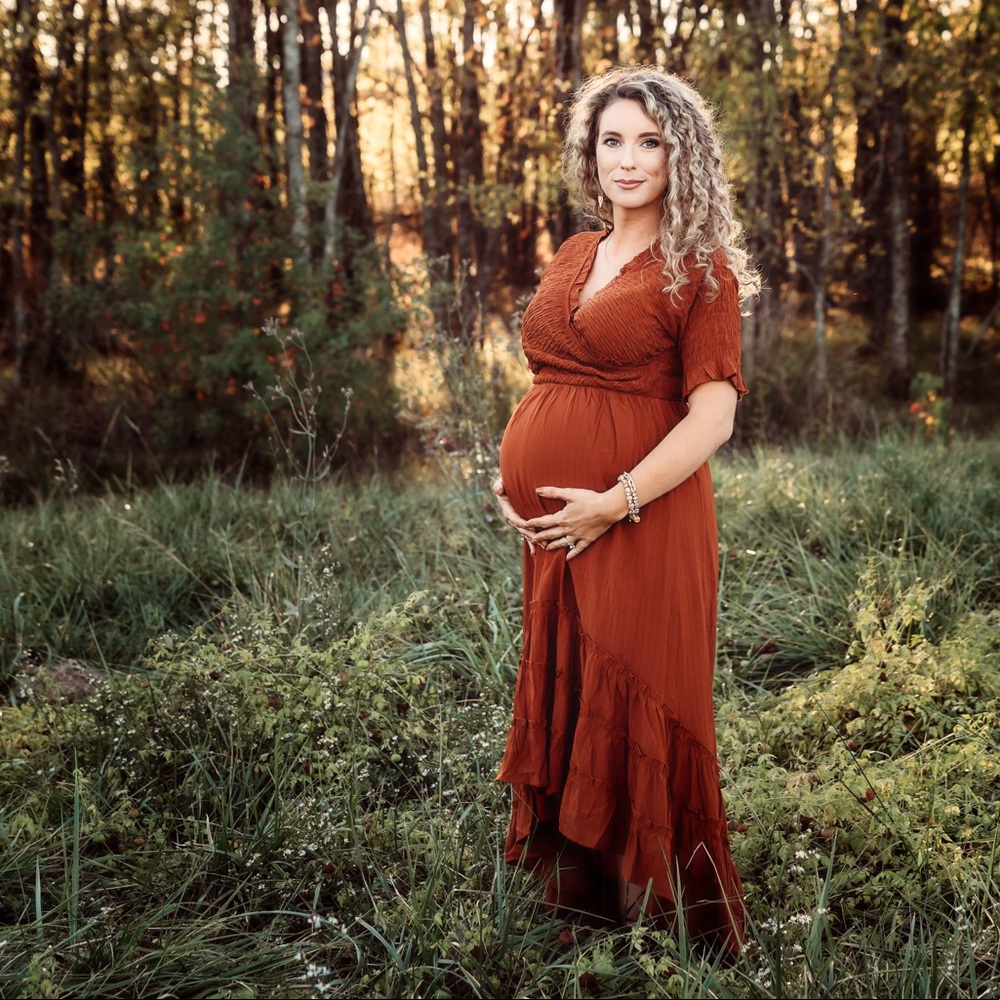 Rust Maternity Dress- Pink Blush Small